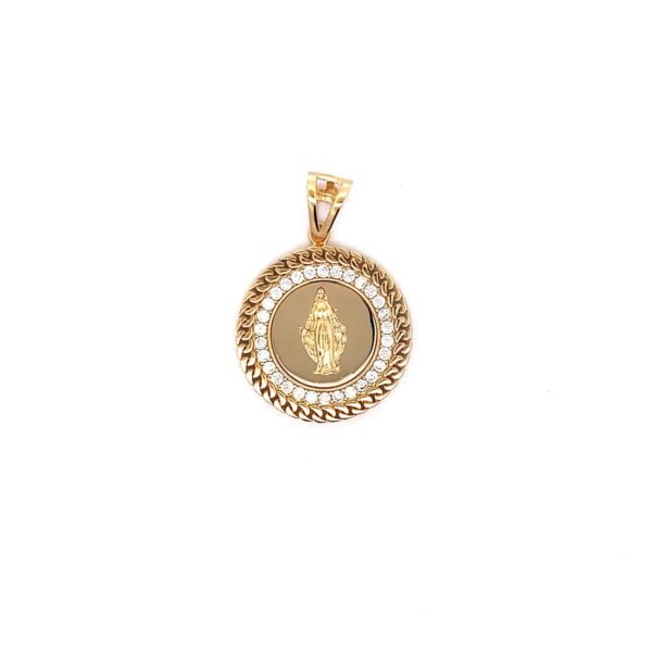 18k Cz Virgin Mary medallion - Imagen 2
