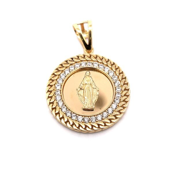 18k Cz Virgin Mary medallion