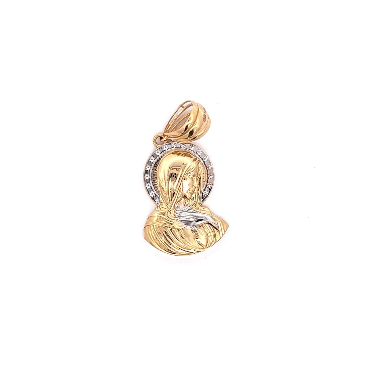 18k gold two tone Virgin mary