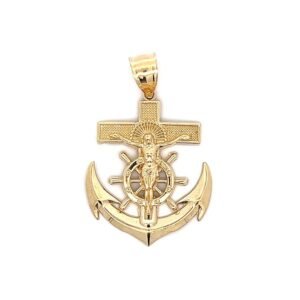 14k gold anchor pendant