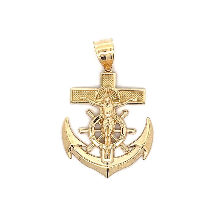 14k gold anchor pendant