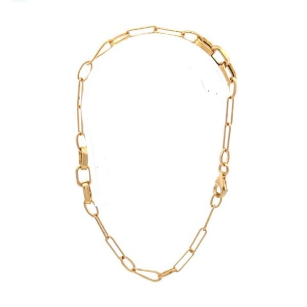 Pulsera tejido clipper con argollas Oro 18k