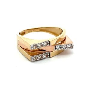 Anillo triple dos tos tonos con circones