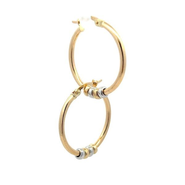 Argolla con balines en dos tonos Oro 14k