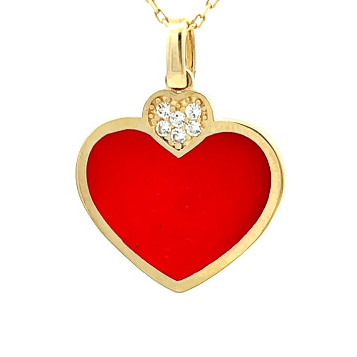 Dije de corazon rojo Oro 14k