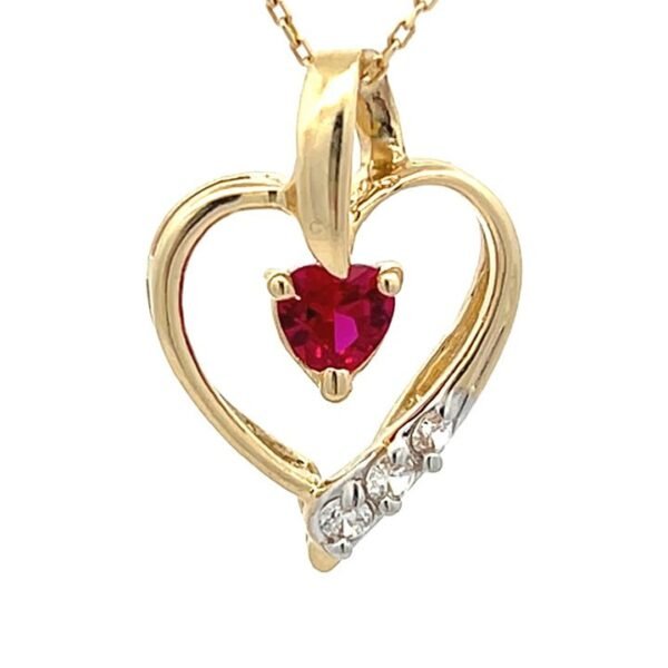 Corazon piedra roja Oro 14k