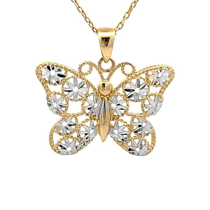 Mariposa corte de diamante oro blanco y amarillo Oro 14k