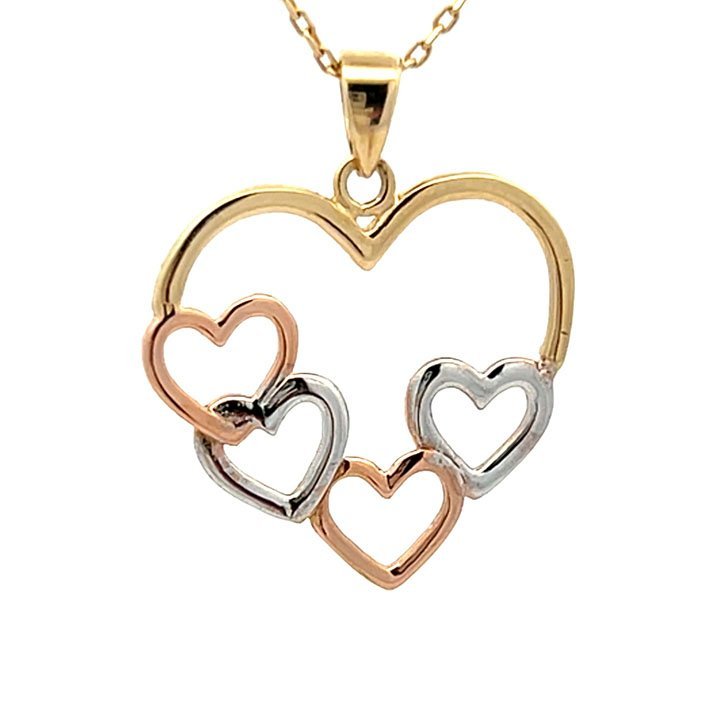 Corazon tres tonos Oro 14k
