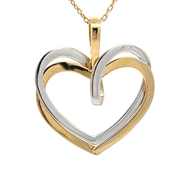 Corazon doble dos tonos Oro 14k