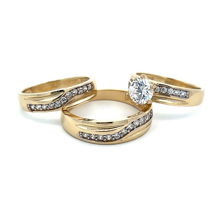 Trio de boda Oro 14k