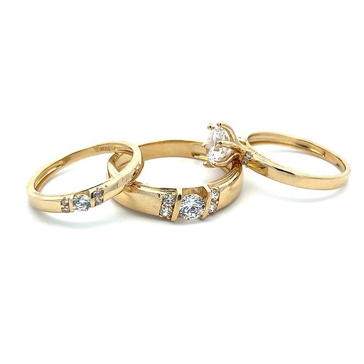 Trio de boda Oro 14k