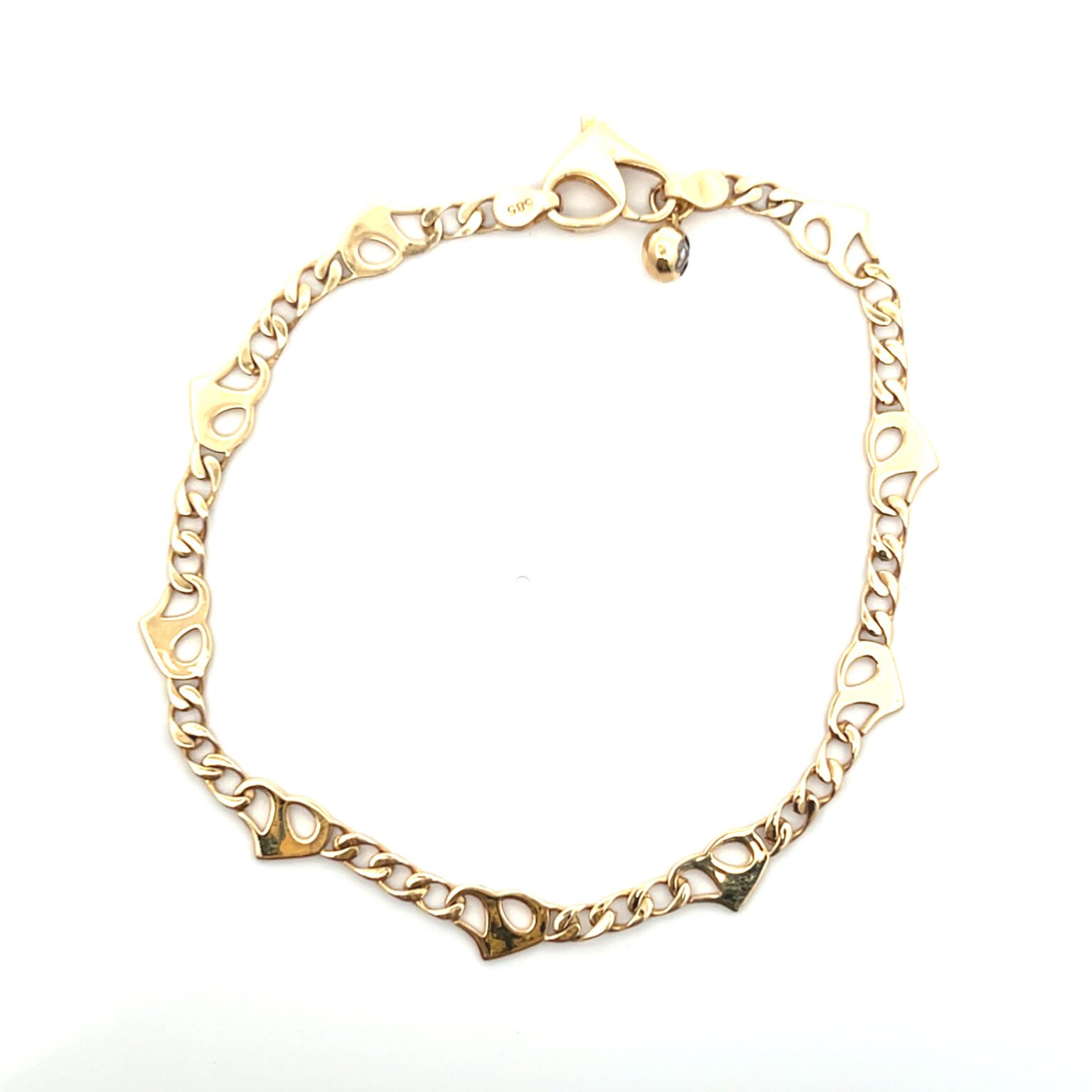 Tejido cubano con corazones 14k