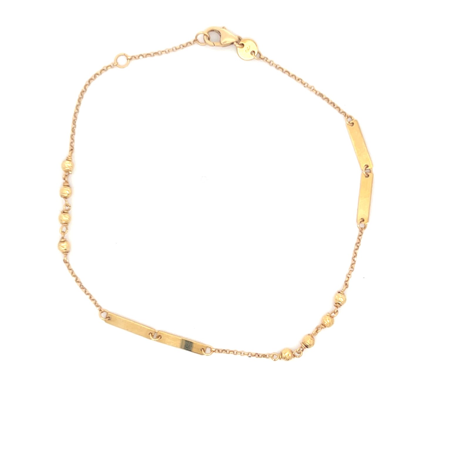 Tejido fancy con balines y placa 18k