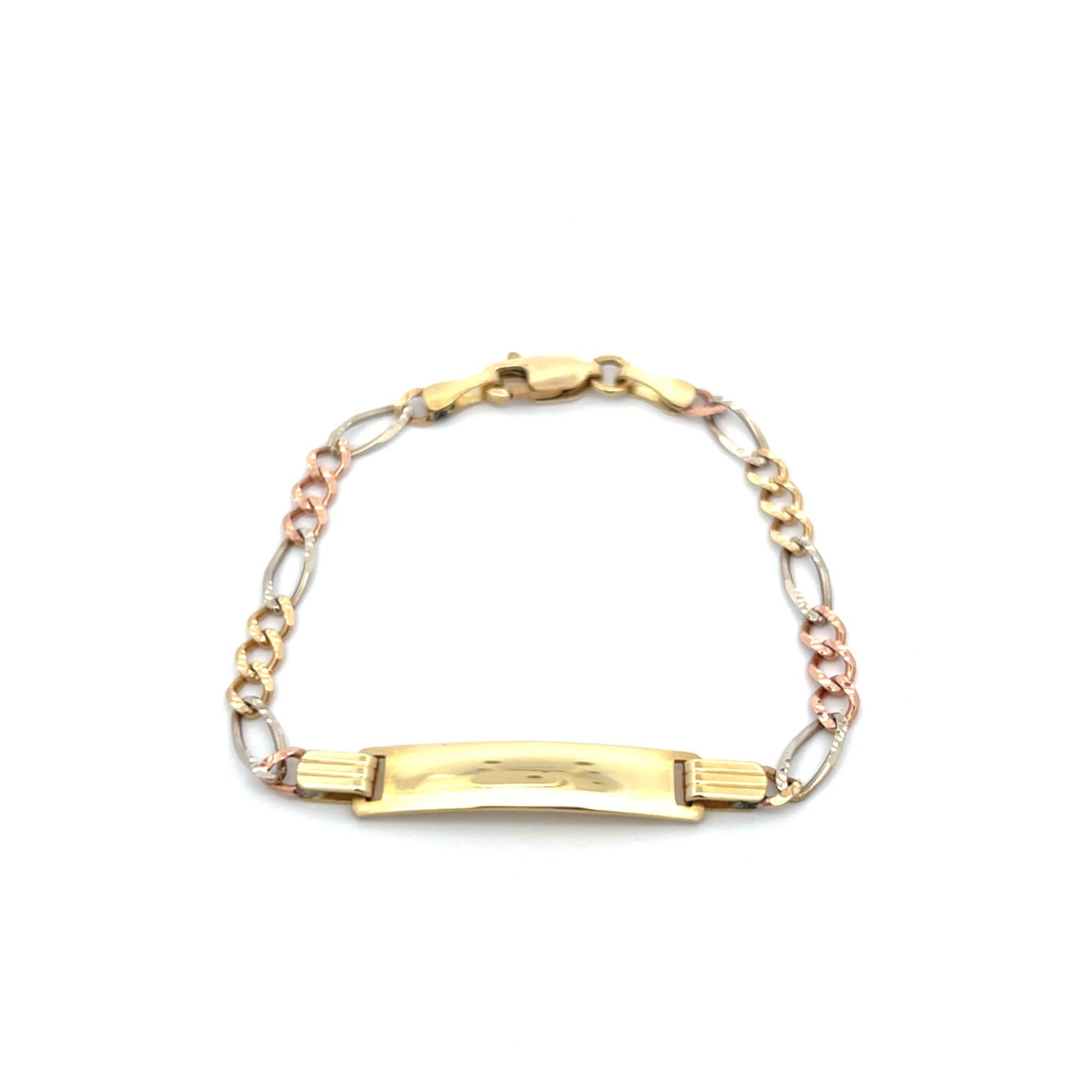 Pulsera bebé fígaro 3 oros 14k
