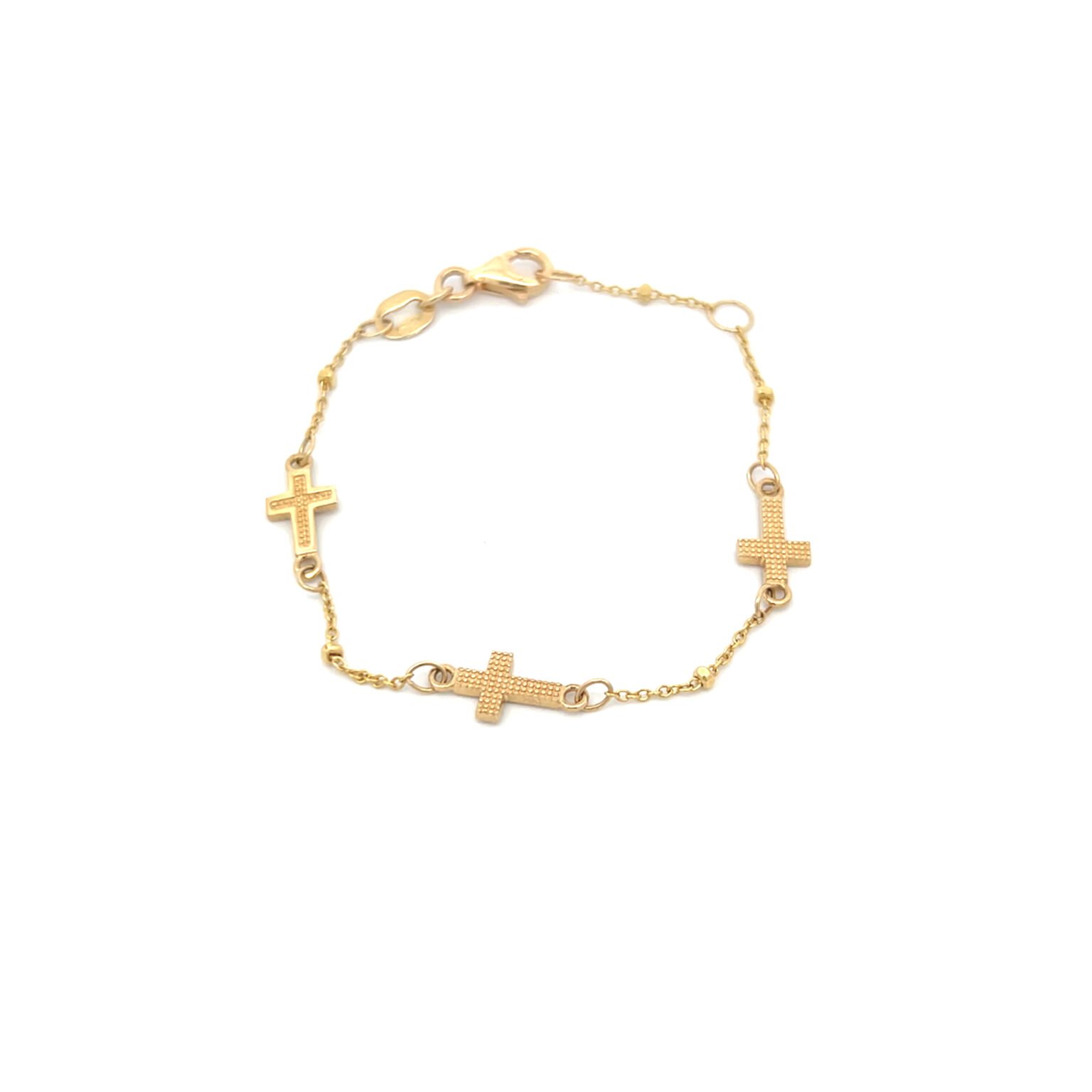 Pulsera para bebe 3 cruces 14k