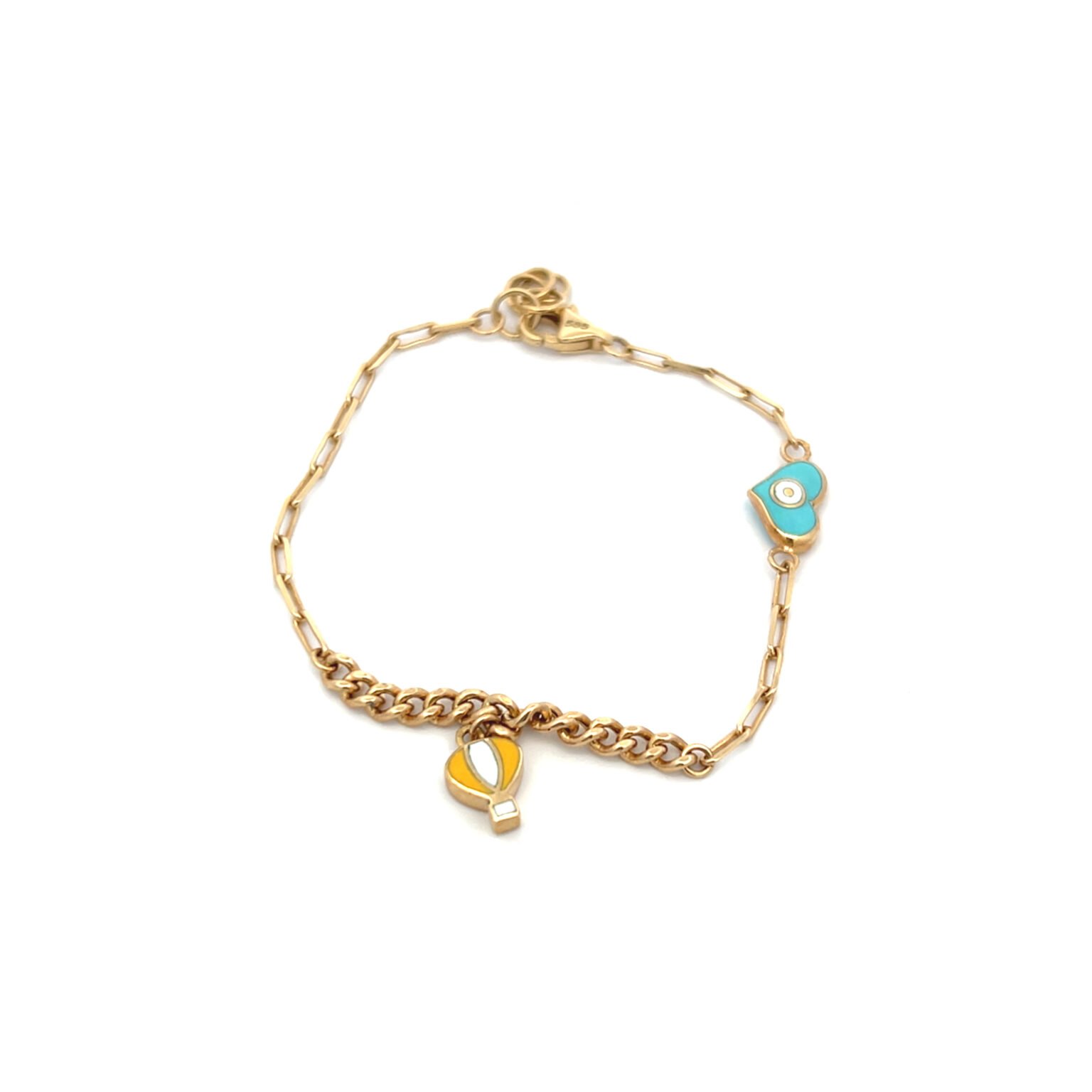 Pulsera para bebé dos tejidos 14k